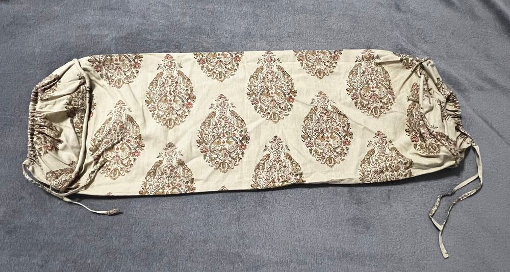 POTTERY BARN Peacock Boho Bolster Pillow WITHOUT Insert- 8 x 30